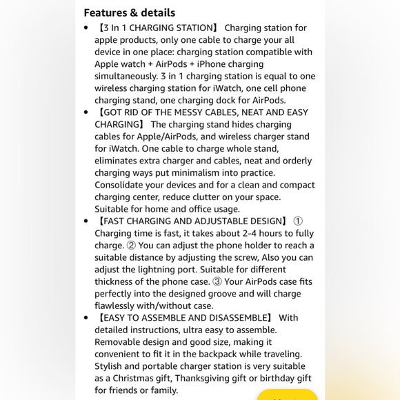 OLEBR 3-1charging station hold electronic 🍎 devices. cellphone, watch & earbuds - Picture 10 of 11